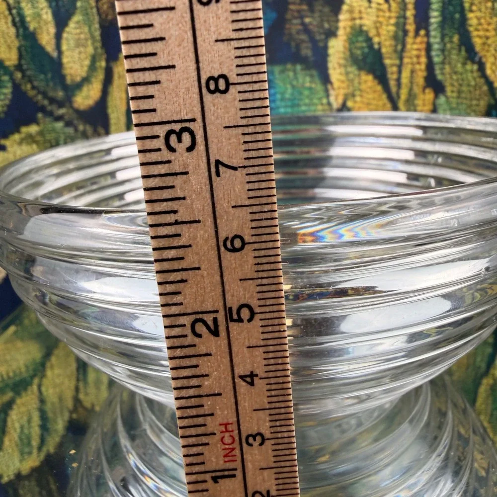 Park Avenue Clear Glass Ribbed Concentric Circle Decorative Bowl‎ Centerpiece
